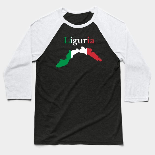 Liguria Map, Italy, Italian Region. Baseball T-Shirt by maro_00